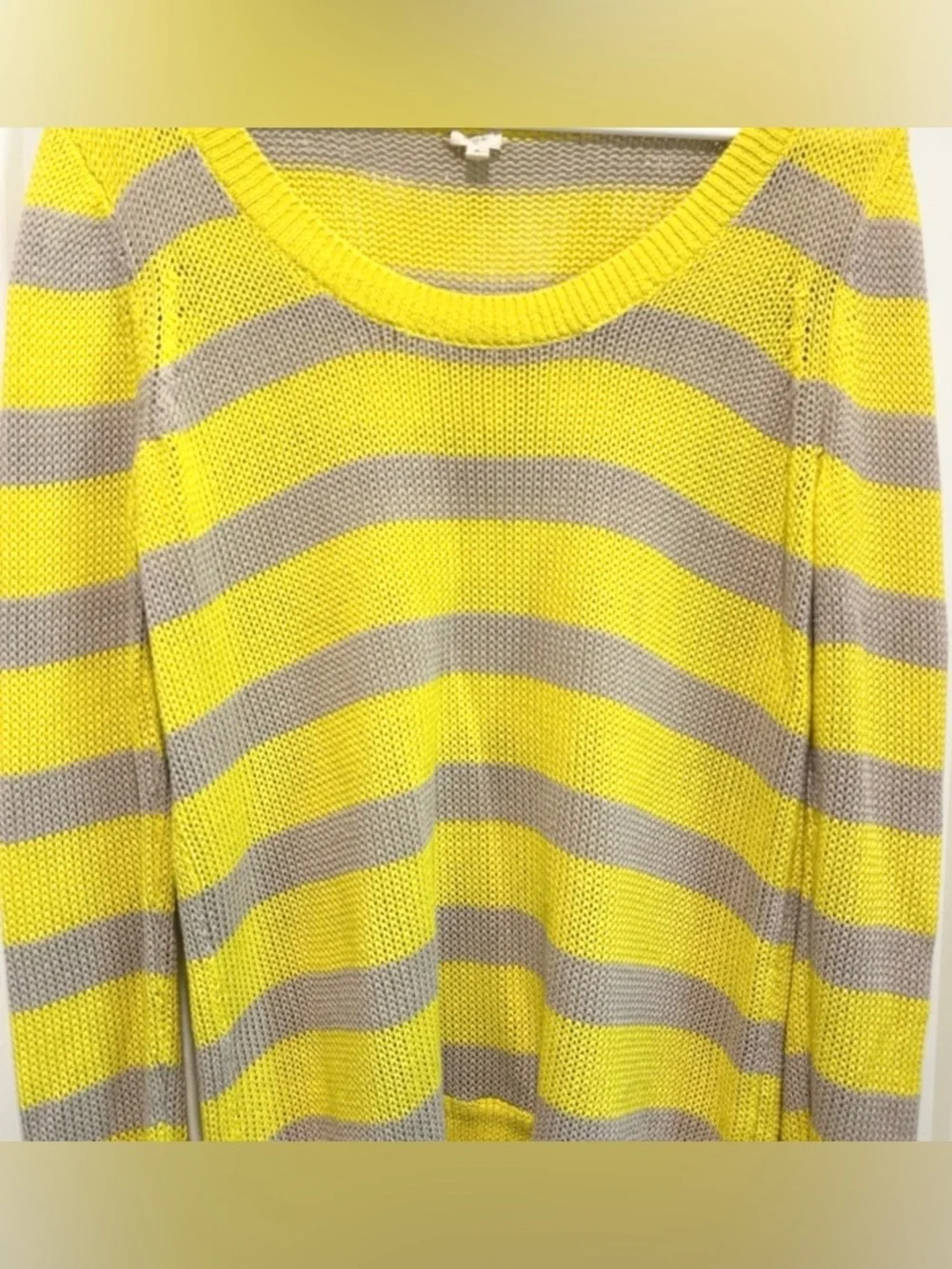 J.Crew Yellow Gray Striped Lightweight Cotton Sweater Size Small